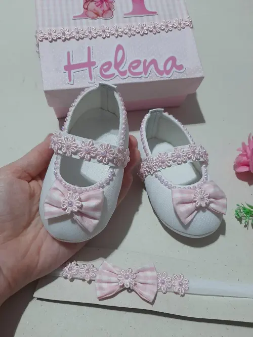 Sapatinho de Bebê Lacinho Rosa - Mimos na Caixa