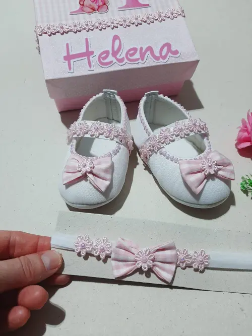 Sapatinho de Bebê Lacinho Rosa - Mimos na Caixa