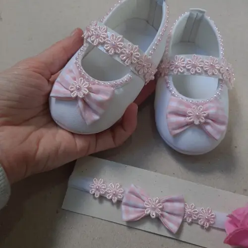Kit presente bebê Sapatinho e Lacinho - Personalizado - Rosa cla