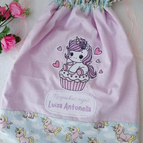 Saquinho Roupa Suja/Limpa Personalizado - Tecido e Forro Imperme?