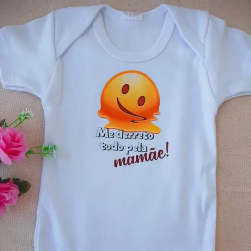 Body Me Derreto pela Mamãe - Emojis - Suedine 100% algodão