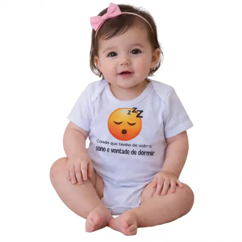 Body Sono e Vontade de Dormir - Emojis - Suedine 100% algodão