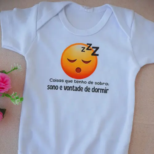 Body Sono e Vontade de Dormir - Emojis - Suedine 100% algodão