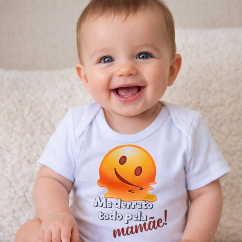 Body Me Derreto pela Mamãe - Emojis - Suedine 100% algodão
