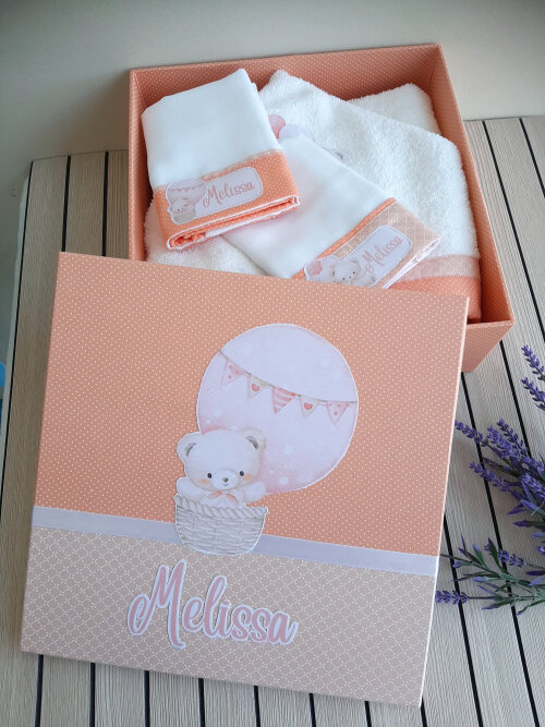 Kit Presente Bebê Personalizado - Toalha de Banho, Babitas e Cai