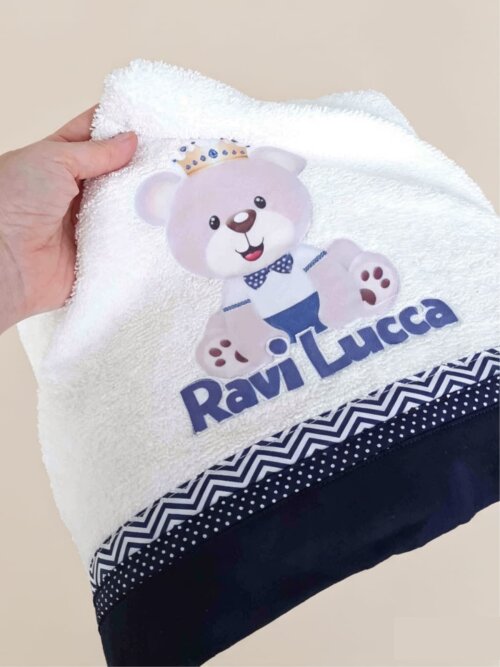 Kit Presente Bebê Personalizado - Toalha de Banho, Cueiro Flanel