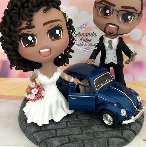 Noivinhos Chibi com Fusca