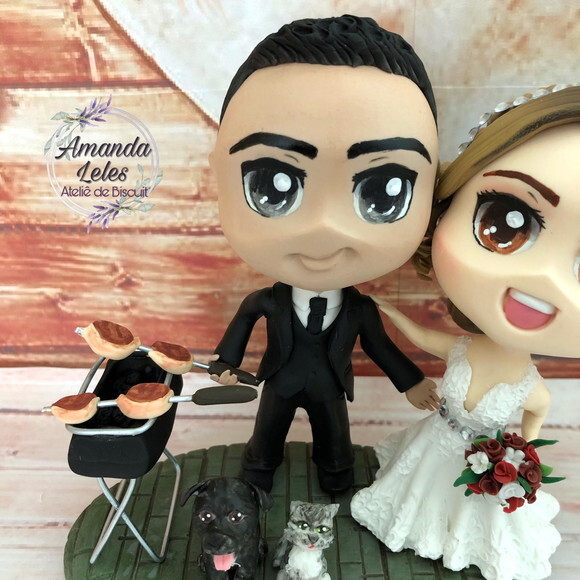 Noivinhos Chibi com Churrasco e Pets