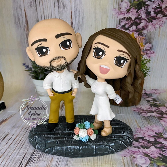 Noivinhos de Biscuit Chibi