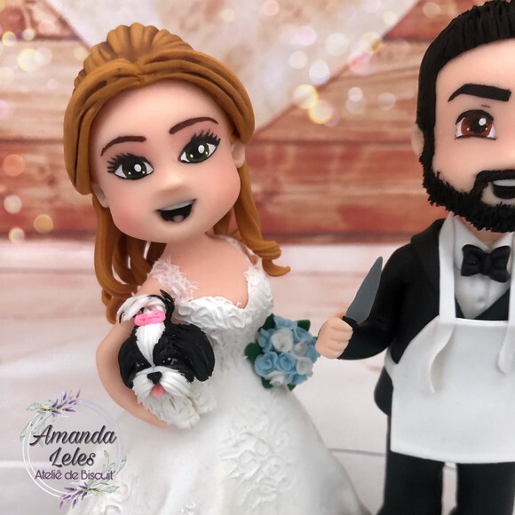 Noivinhos de Biscuit com Cachorro sonho