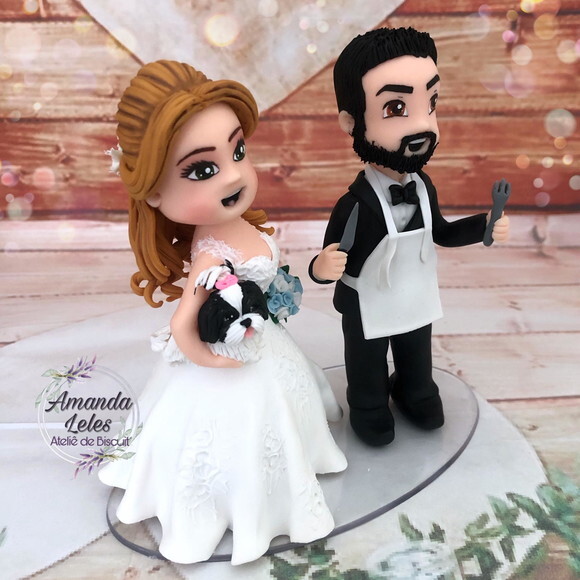 Noivinhos de Biscuit com Cachorro sonho