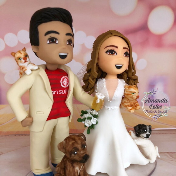 Noivinhos sonho com 4 pets noivo torcedor com chopp
