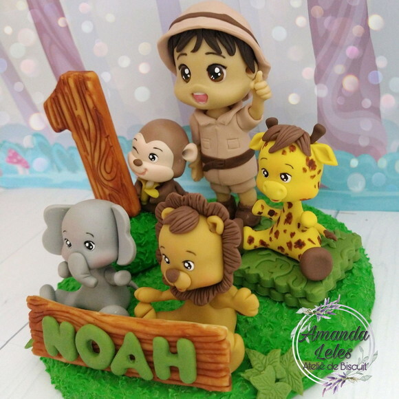 Topo de Bolo Safari com Cenário