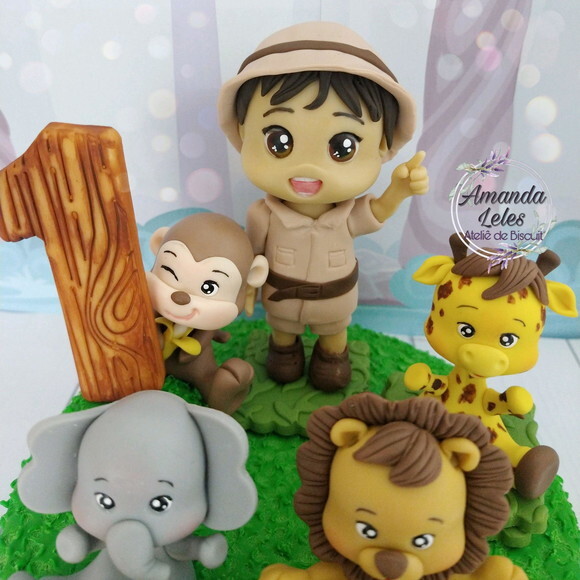 Topo de Bolo Safari com Cenário