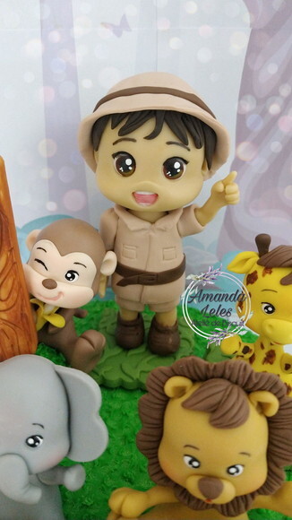 Topo de Bolo Safari com Cenário