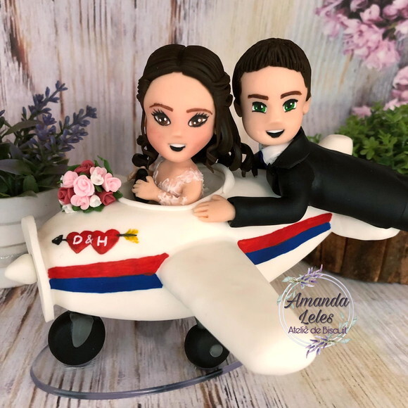 Topo de Bolo- Noivinhos Avião
