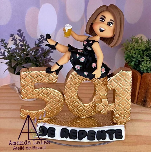 Vela 50 51 Anos Biscuit Topo de Bolo