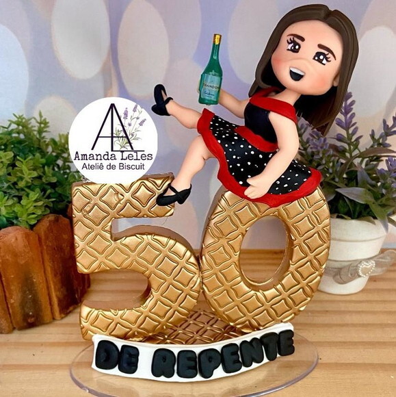 Vela Anos 60 Bolinhas Topo de Bolo Biscuit