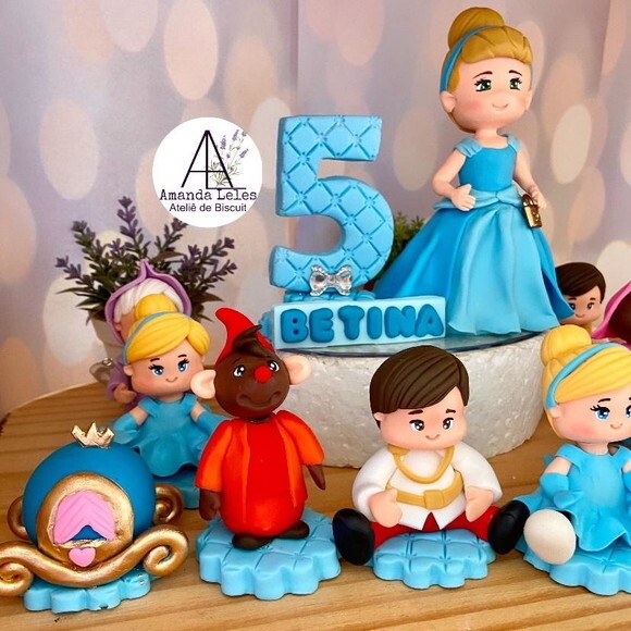 Vela Biscuit Princesa Cinderela + Aplique Biscuit