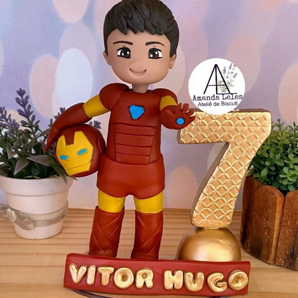 Vela Homem de Ferro Personalizada Topo de Bolo