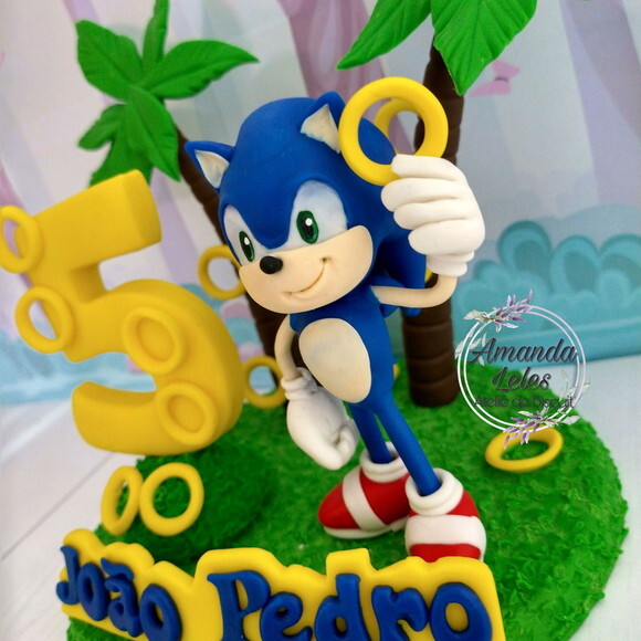 Vela Sonic Topo de bolo com Cenário