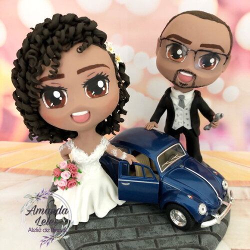 Noivinhos Chibi com Fusca