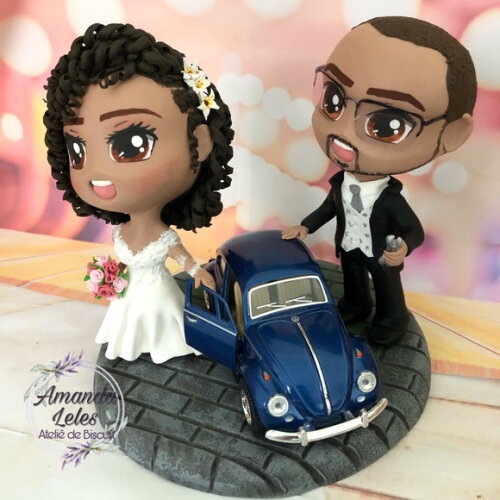 Noivinhos Chibi com Fusca