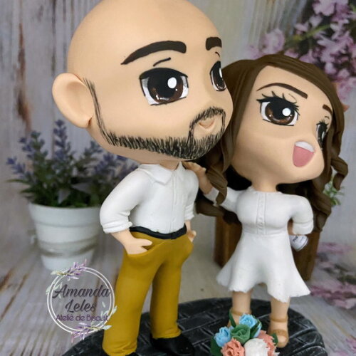 Noivinhos de Biscuit Chibi