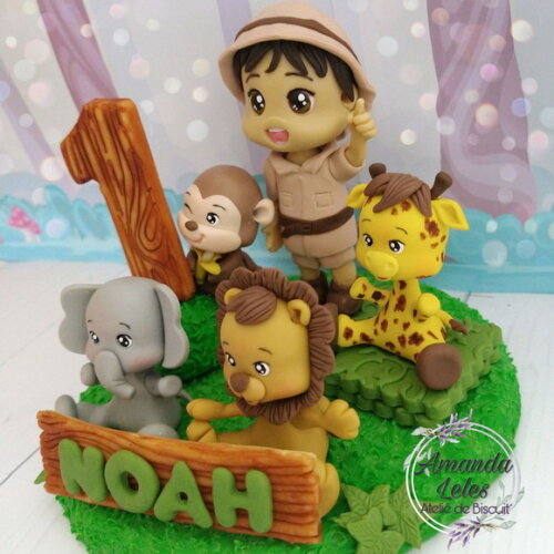 Topo de Bolo Safari com Cenário