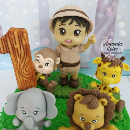 Topo de Bolo Safari com Cenário