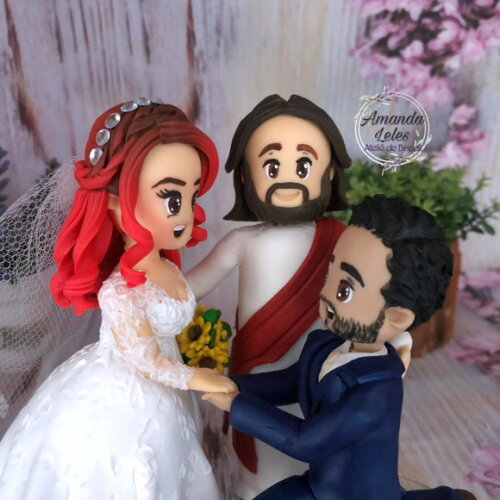 Topo de Bolo- Noivinhos com Jesus