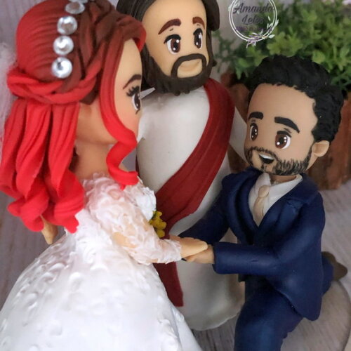 Topo de Bolo- Noivinhos com Jesus