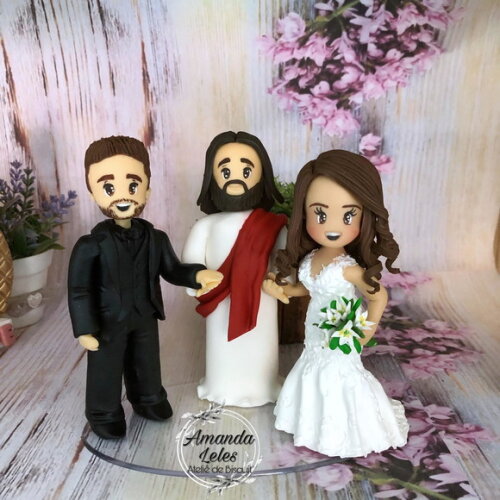 Topo de Bolo- Noivinhos com Jesus