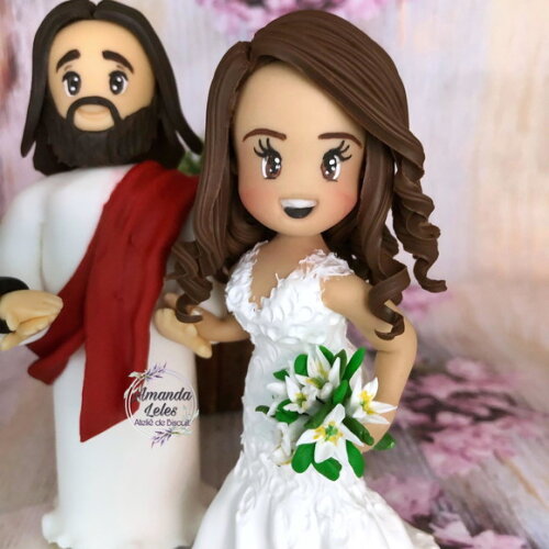 Topo de Bolo- Noivinhos com Jesus