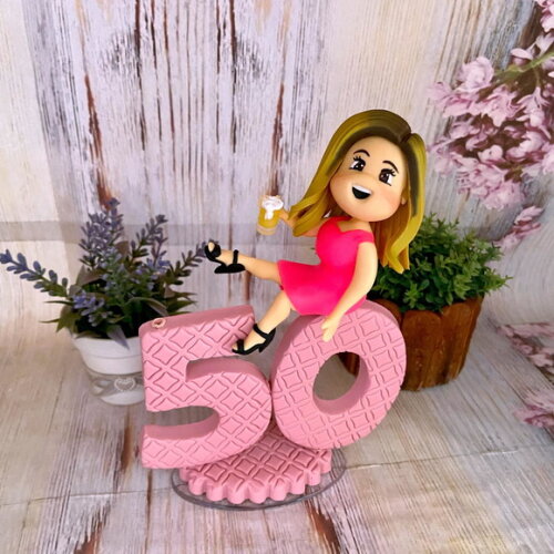Vela 50 Anos Biscuit Rosa