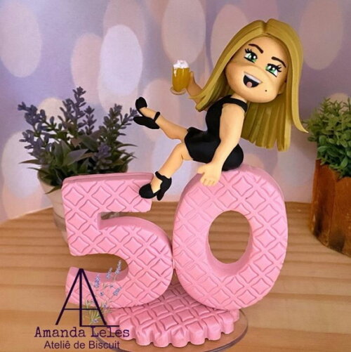 Vela 50 Anos Rosa Topo de Bolo