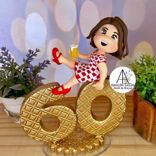 Vela 60 Anos Xadrez Topo de Bolo