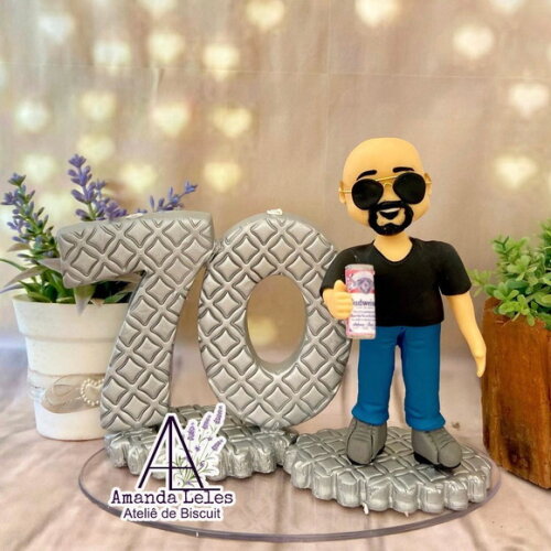 Vela 70 Anos Biscuit Topo de Bolo