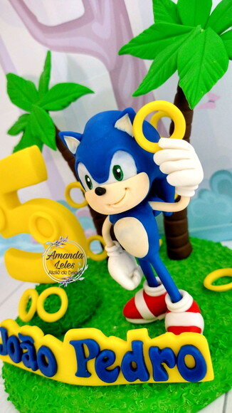 Vela Sonic Topo de bolo com Cenário