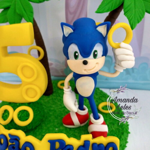 Vela Sonic Topo de bolo com Cenário