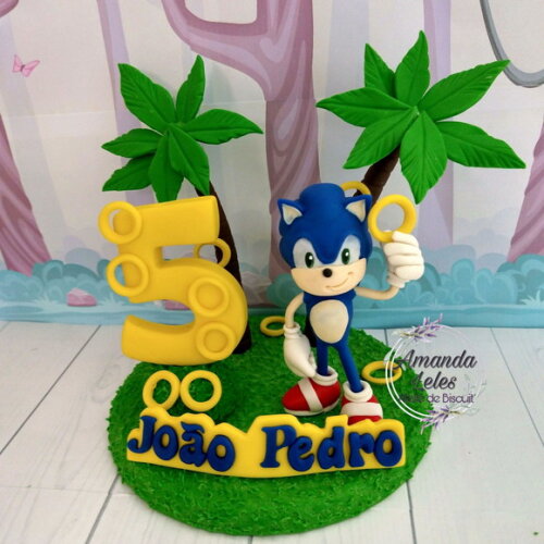 Vela Sonic Topo de bolo com Cenário