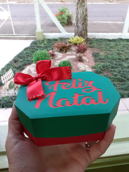 Caixa Sextavada Feliz Natal