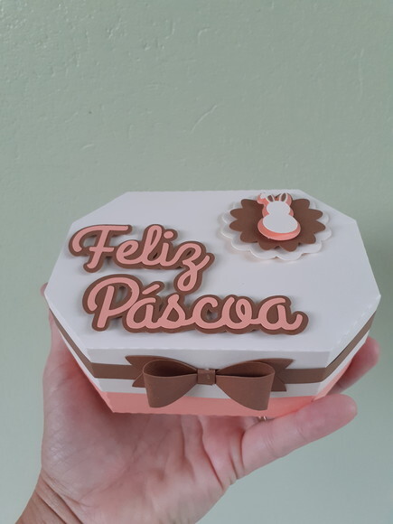 Caixa sextavada Feliz Páscoa