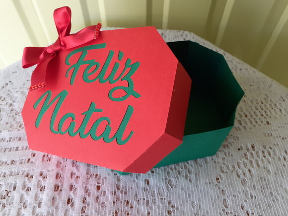 Caixa Sextavada Feliz Natal