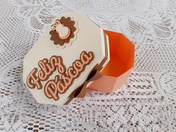 Caixa sextavada Feliz Páscoa