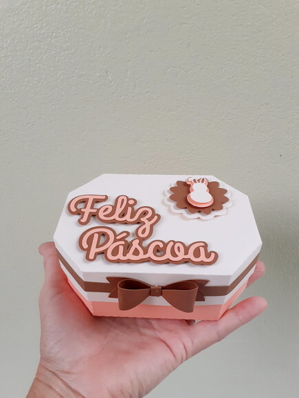 Caixa sextavada Feliz Páscoa