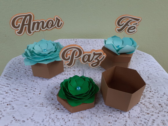 Caixas Sextavadas Suculentas de Papel