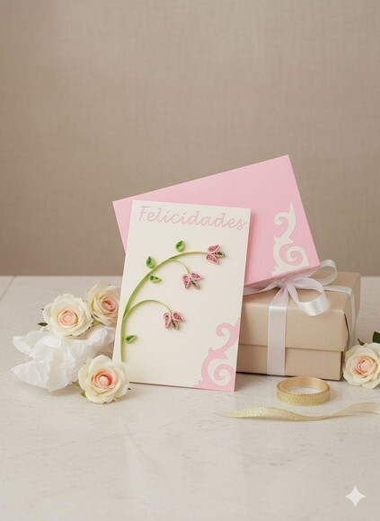 Cartão Felicidades em Quilling com Envelope I