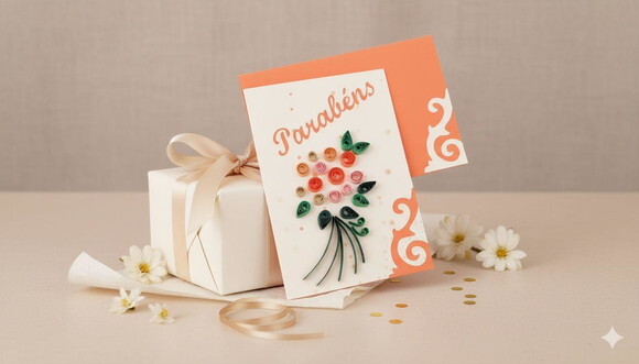 Cartão Parabéns em Quilling com Envelope 2