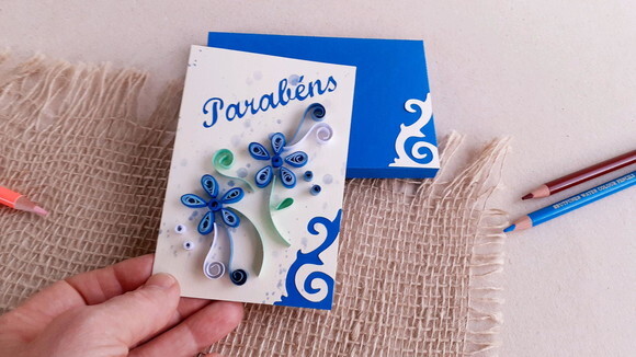 Cartão Parabéns em Quilling com Envelope 3